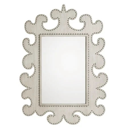 Hempstead Wall Mirror with Scrolled Frame and Nailheads